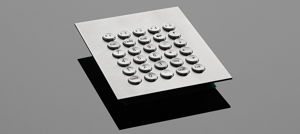  Freiprogrammierbare Tastatur 30T-ES mit 30 Tasten aus Edelstahl in verschiedenen Layouts (auch individuelle), eignet sich für viele Einsatzmöglichkeiten. 