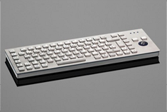  Vandalismus geschützte Tastatur mit 85-Tasten und integriertem 13mm Trackball. Robustes Tischgehäuse - komplett in Edelstahl - Ausführung 