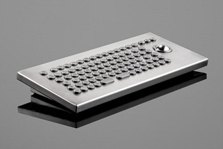  Vandalismusgeschützte Edelstahltastatur 86T-ES mit Trackball und im Gehäuse erhältlich. In allen Ländervarianten erhältlich. 